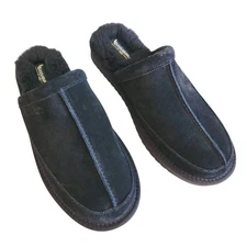 Koolaburra by UGG Bordon Suede Slip-On Faux Fur Lined Slide Slippers Black Sz 10