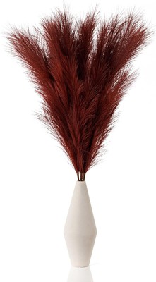 6 Stem Burgundy Pampas Grass Tall 43'',Large Faux 43 INCH, 