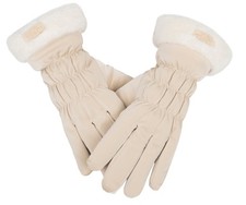Womens Winter Gloves with Fur Cuffs -Touchscreen Warm Fleece Lined Gloves for...