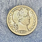 1910 Barber Quarter. 90% Silver. Good Condition. Charity Auction.