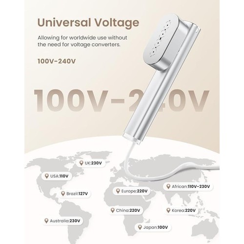 100-240V Global Applicability Portable Handheld SilverTravel Steamer For Clothes - Picture 2 of 7