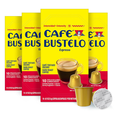 Café Bustelo Aluminum Espresso Capsules, Dark Roast Coffee, Nespresso Original L