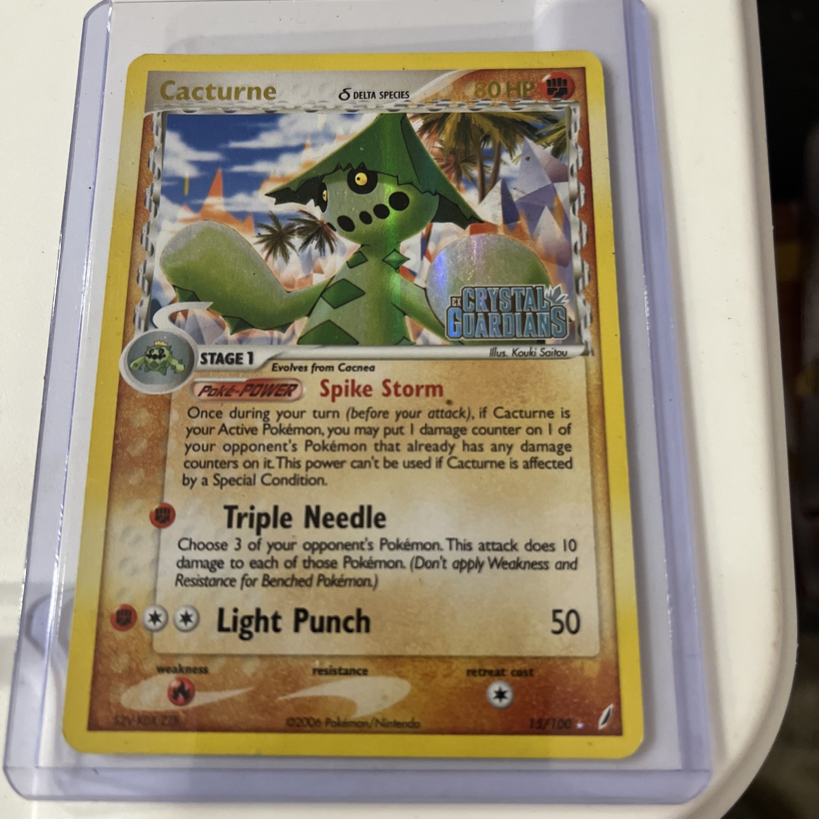 Pokemon TCG Cacturne 15/100 EX Crystal Guardians Reverse Holo Stamped NM