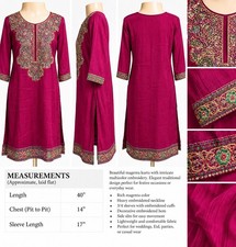 Women’s Magenta Pink Embroidered Kurta Tunic Indian Pakistani Ethnic Top B21