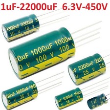 6.3V- 450V 1uF -22000uF High Frequency Radial Aluminium Electrolytic Capacitors