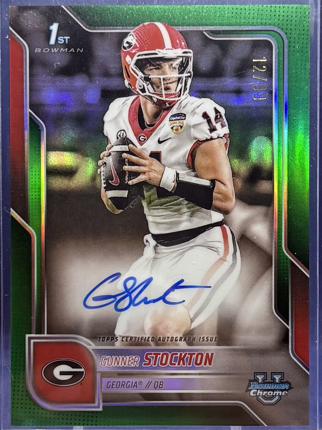 2025 Bowman U Chrome Gunner Stockton 1st Green Refractor Auto 12/99 #BCA-GS UGA