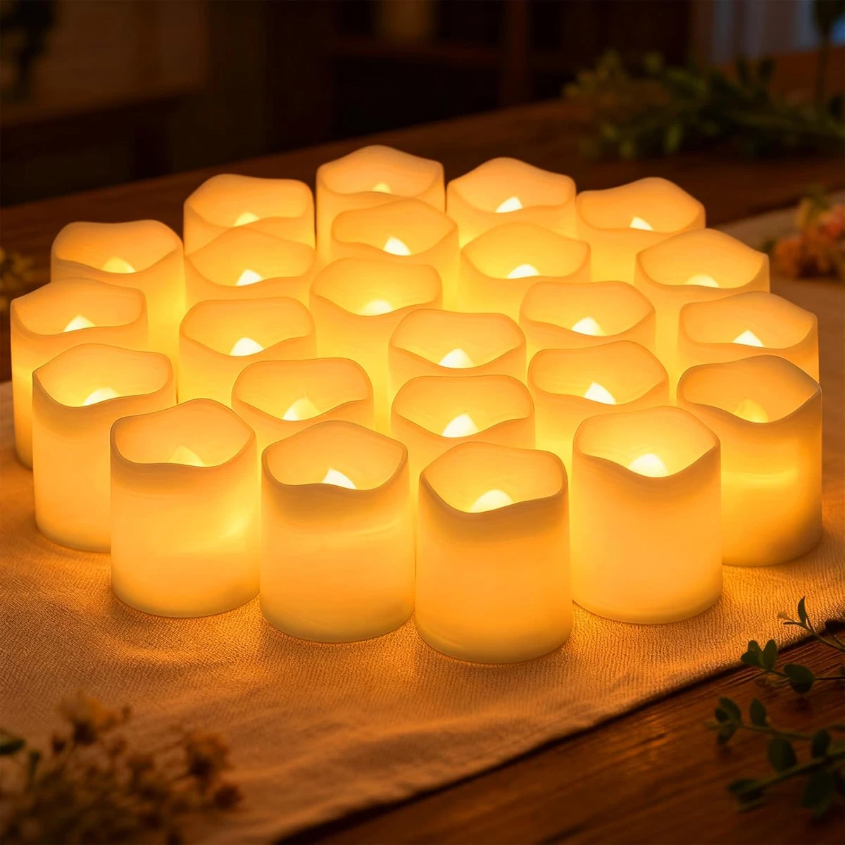 IMAGE Candele Votive A LED Con Timer – 12 Pezzi – Colore Avorio E Stoppino 3D – Effetto Fiamma Danzante – Senza Fiamma