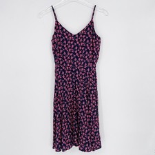 New Gap Women's Floral Print Spaghetti Smocked Back Sun Dress Sz XS V-Neck Swing