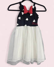 Disney Junior Minnie Mouse Girls Size 6 Fit Flare Polka Dot Tulle Bow Dress