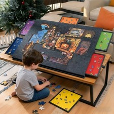 1500pcs Felt Jigsaw Puzzle Board Portable Puzzle Storage Table w/ 6 Slid Drawer-