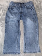 Women Judy Blue Mid Rise Wide Crop Jeans Light Wash Stretch Sz 14W Casual