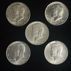 5 Lot - 1964 Kennedy Half Dollars - Fine Condition - 90% Silver - ¢50