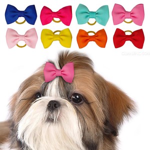 50 100 Pcs Long Hair Kitten Cat Dog Hair Bows Rubber Bands Pet