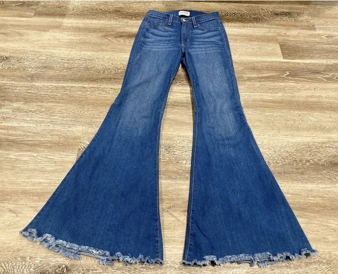 Women's Judy Blue 8396 Super Flare Bellbottom Jeans, Raw Hem, Size