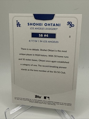 2024 TOPPS OHTANI 50/50 SHOHEI OHTANI #8 STOLEN BASE 4  LA DODGERS - Picture 2 of 2