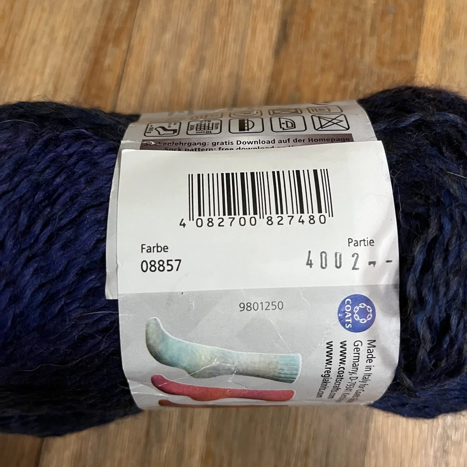 Calcetín de lana REGIA 4 capas hilo diseño lana calcetín línea púrpura tinte a mano look 1 madeja Foto 3 de 3