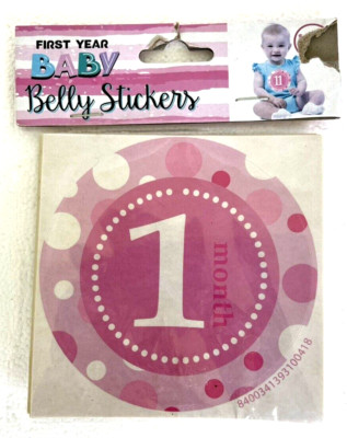 Baby First Sticker Ios Baby's First Year Belly Stickers 1-12 Months Baby Girl Pink - New | eBay