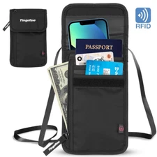 RFID Hidden Security Neck Money Pouch for Cash, Cards, Keys & Passport Travel
