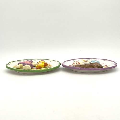 Osterhase Hasen & Küken Keramik Deko Teller 2er Set Pastell 3D Kunst - Bild 9 von 15