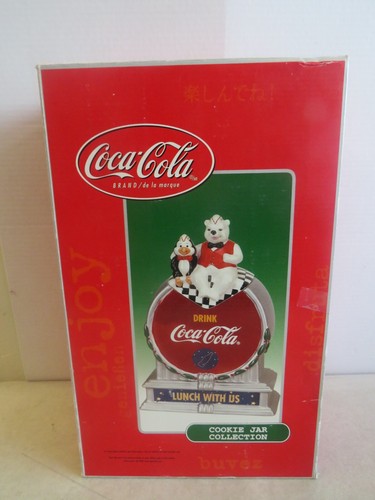 VINTAGE COCA-COLA COKE DRINK COCA-COLA LUNCH WITH US COOKIE JAR POLAR BEAR