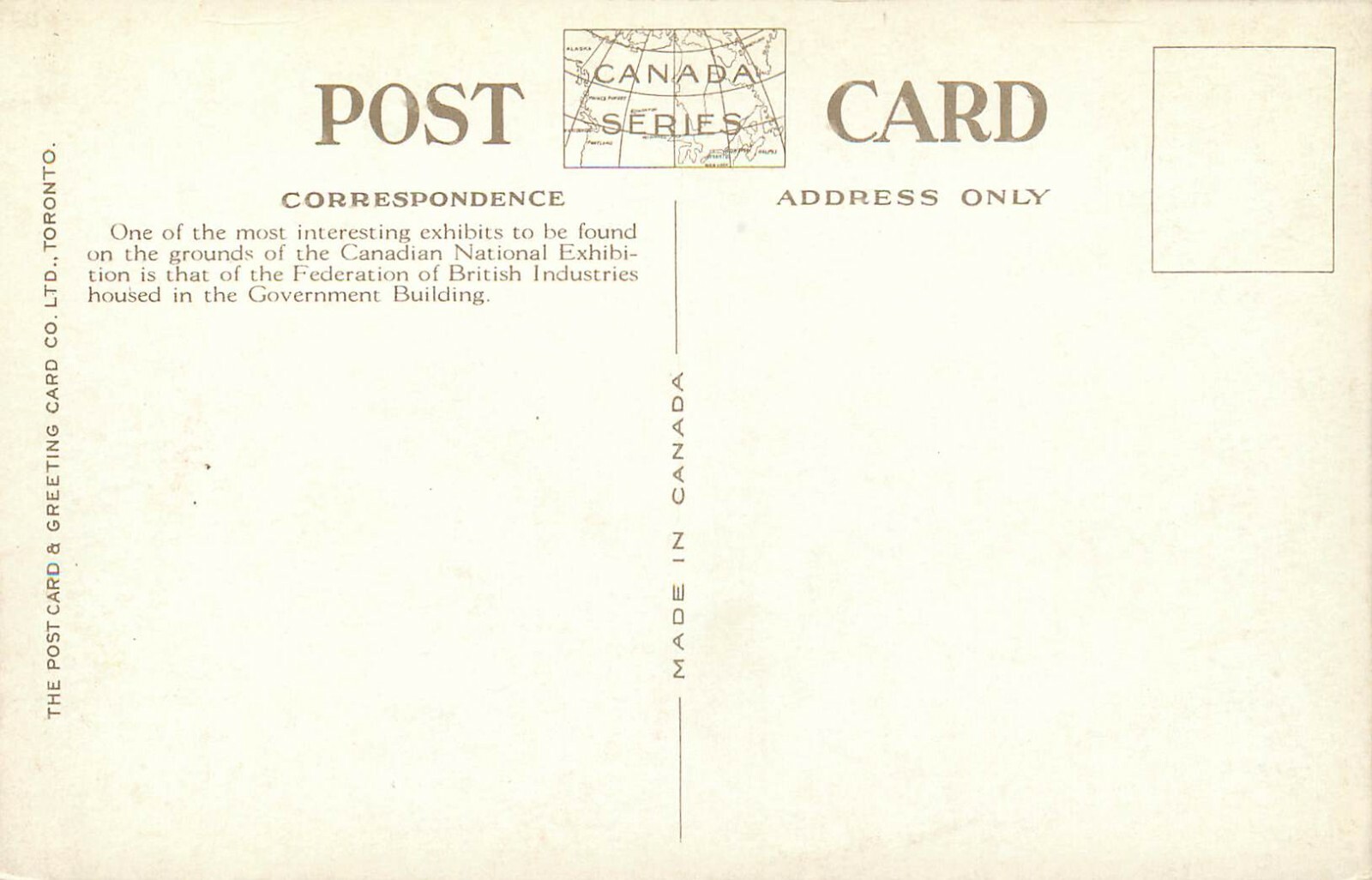 National Exhibition Toronto Canada Postcard Vintage British Industries ...