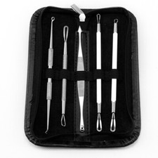 5PCS Professional Blackhead Remover Kit Stainless Steel with PU Travel Case