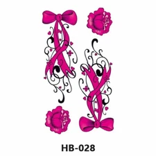 Temporary Fake Tattoo Stickers Fuchsia Flourish Waterproof Arm Body Art