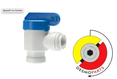 John Guest PPSV500822W Quick Connect 1/4"x1/4" Elbow Shut-off Valve, RO, Fridge
