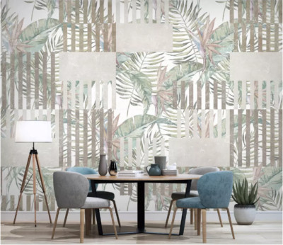 3D Grey Leaves ZHU2218 Wallpaper Wall Mural Print Removable Self-adhesive Amy