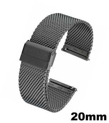 FIREFOX Mesh Uhrenarmband 20mm grau guncolor Milanaise QuickRelease Damen Herren
