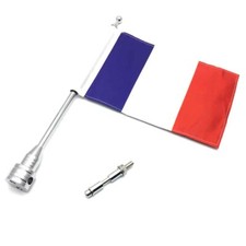 Motorrad Frankreich Flagge Fahne Flag Fahnenmast 39cm Silber Für Harley AF