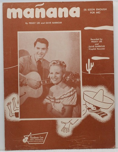 Manana - Peggy Lee & Dave Barbour -  Sheet Music  1948