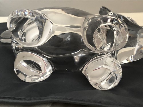 Vintage Art Vannes France Crystal Clear Cob Lion Dish / Bowl Signed - Picture 7 of 11