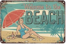 Welcome to Beach Pool Retro Vintage Tin Metal Signs Home D cor 8x12