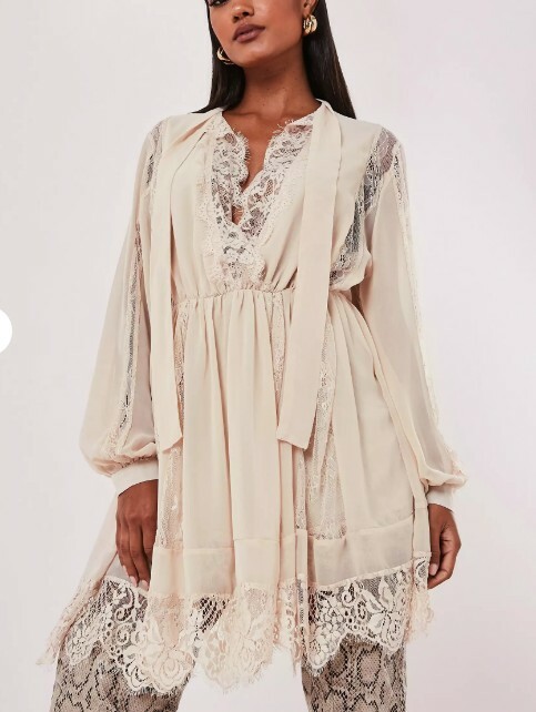 missguided mini ivory cream chiffon lace dress new no tags UK4 RRP