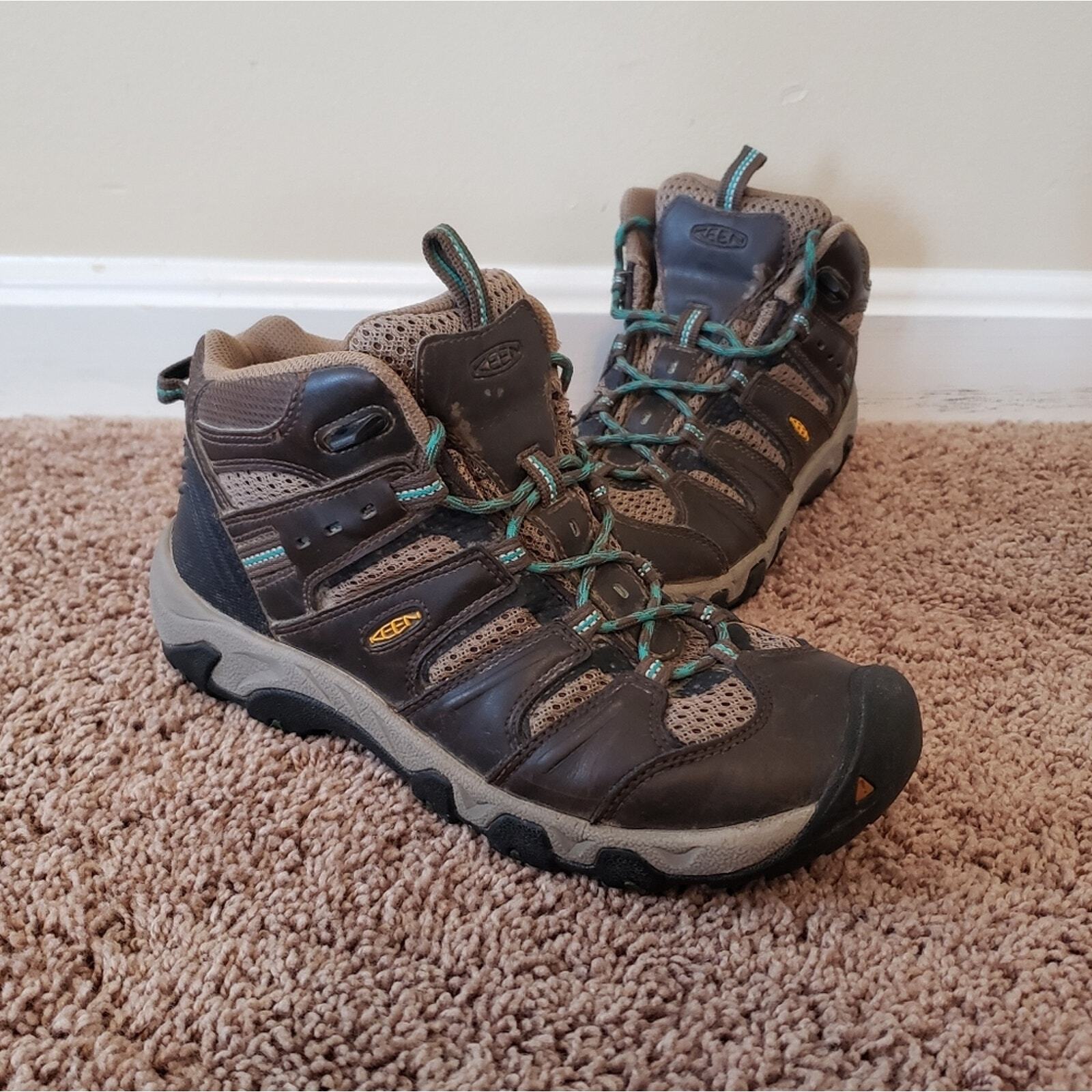 KEEN Stivaletti da trekking medi marroni pelle scarpa da esterno con lacci 8