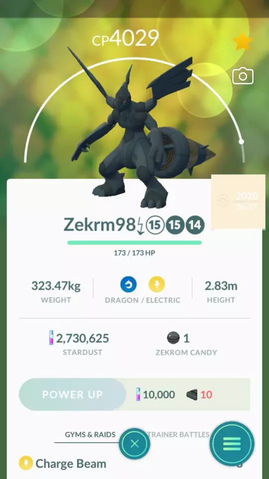 Pokemon Trade GO - Zekrom Level 40 for PVP Master League