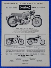 1960 NORTON 88/99, NOMAD SCRAMBLER, JUBILEE 250 MOTORCYCLE VINTAGE PRINT AD