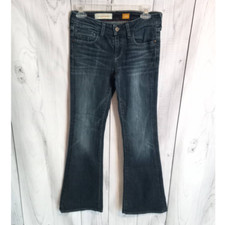 Pilcro Anthropologie Dark Wash Flare Jeans Whiskering  Fading Women's US 26