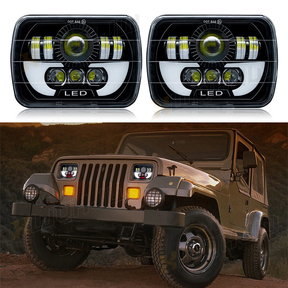 Apto para Ford Fairmont Ranger Bronco E-150 2 piezas 130 W 5x7" 7x6 faros LED sellados Foto 3 de 4