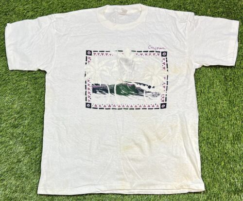 VTG 90's California Beach Palm Trees Ocean Waves Travel T-Shirt XL Single Stitch - Picture 1 of 9