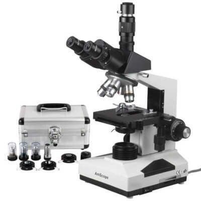 AmScope 40X-2500X Trinocular Compound Simul-Focal Microscope+Phase-Contrast Kit