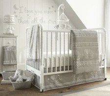 Levtex Baby Ely Dust Ruffle, Grey/White Elephant