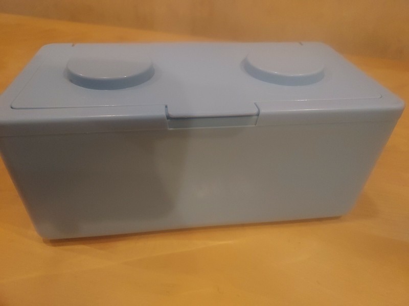 Vintage Baby Blue Chubs Stackable Building Block Lego Storage Container as is