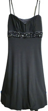 WOMENS SZ 3-4 BLACK BEADED PARTY HOLIDAY DRESS ~MADE by B. DARLIN ~ EUC