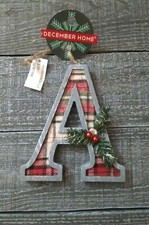 Wooden Rustic Monogram Letter A Wall Sign Hanging Twine Decor Ornament NEW