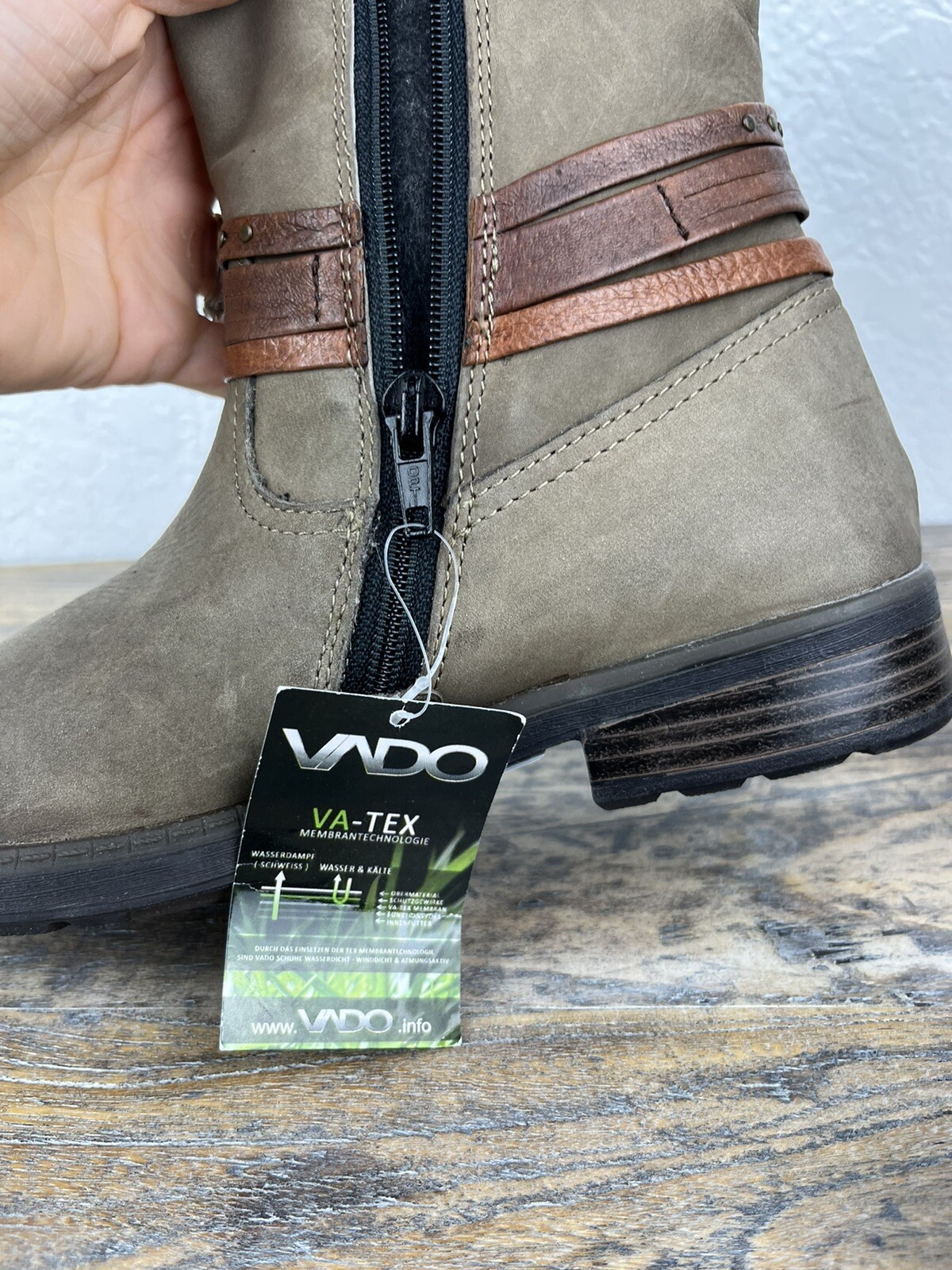 Vado Va-Tex Olive Belted Boots New 37 