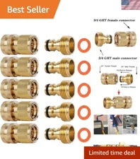 Effortless Connect and Disconnect Garden Hose Fittings - Brass 5 Piece Set