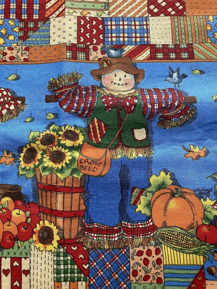 Vintage Susan Winget Fabric Traditions 1996 Double Border Scarecrow Country 1 Yd - Image 2 of 4