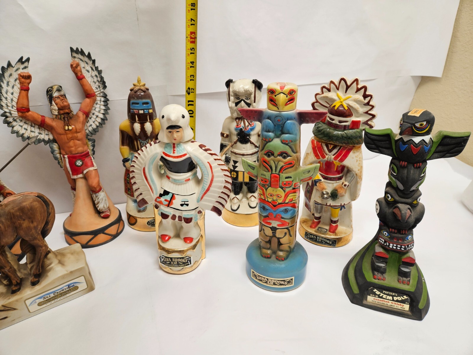 LOT OF 12 Vintage Liquor Decanters Ezra Brooks Ski Country and Totem